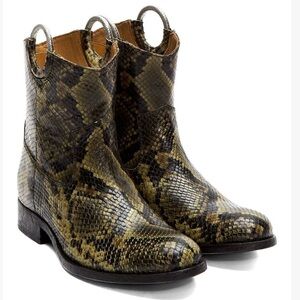 Frye Snake Print Ankle Boots - Brown and Black